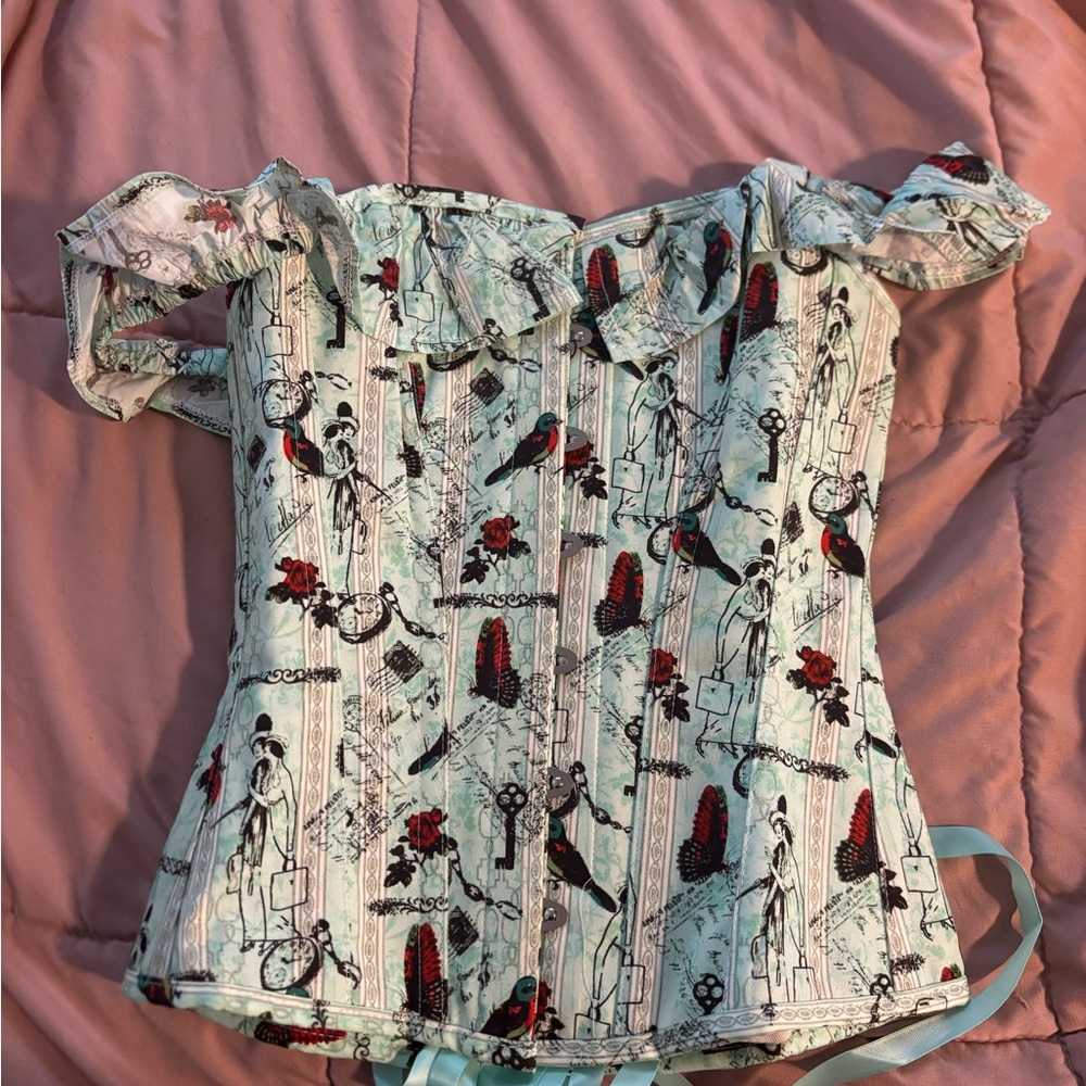 Chic Off-Shoulder Floral Corset